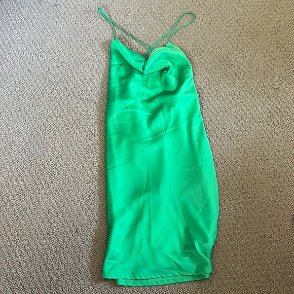 Green Silk Slip Dress - Picture 1 of 4